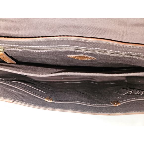 Fossil Leather Messenger Laptop Crossbody Bag Brown 16x10.5x3 - Picture 12 of 13